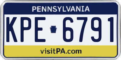 PA license plate KPE6791