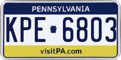 PA license plate KPE6803