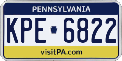 PA license plate KPE6822