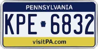 PA license plate KPE6832