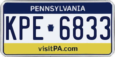 PA license plate KPE6833