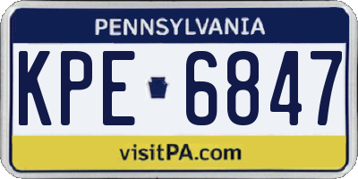 PA license plate KPE6847