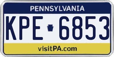 PA license plate KPE6853