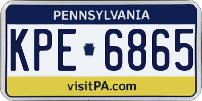 PA license plate KPE6865