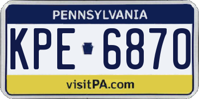 PA license plate KPE6870