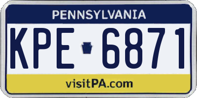 PA license plate KPE6871