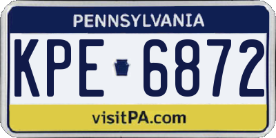 PA license plate KPE6872