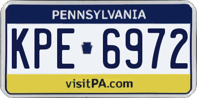 PA license plate KPE6972