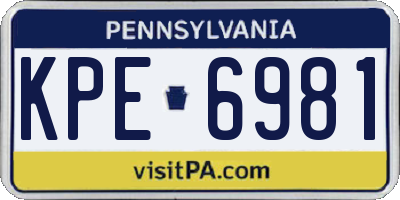 PA license plate KPE6981