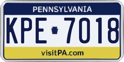 PA license plate KPE7018