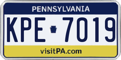 PA license plate KPE7019