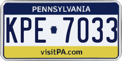 PA license plate KPE7033