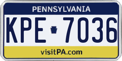 PA license plate KPE7036
