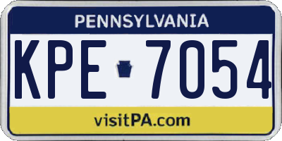 PA license plate KPE7054