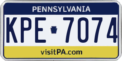PA license plate KPE7074