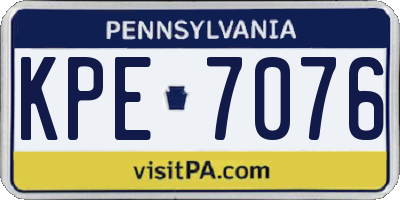 PA license plate KPE7076