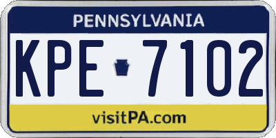 PA license plate KPE7102