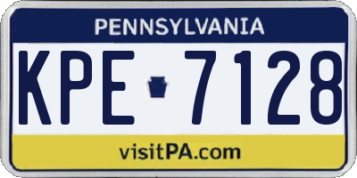 PA license plate KPE7128
