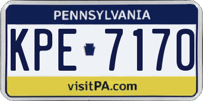 PA license plate KPE7170