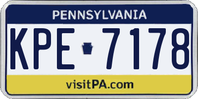 PA license plate KPE7178