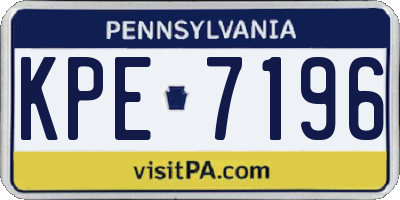 PA license plate KPE7196