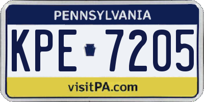 PA license plate KPE7205