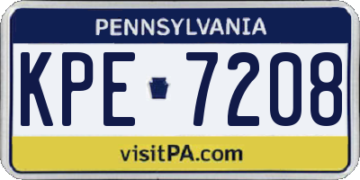PA license plate KPE7208