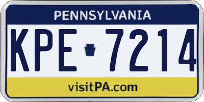 PA license plate KPE7214