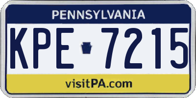 PA license plate KPE7215