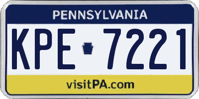 PA license plate KPE7221