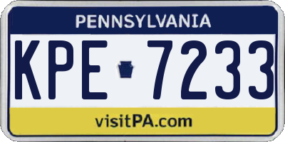 PA license plate KPE7233