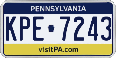PA license plate KPE7243