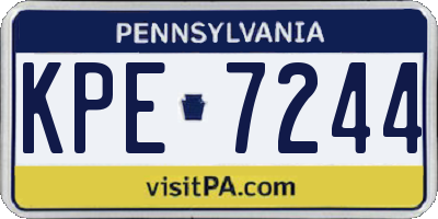 PA license plate KPE7244