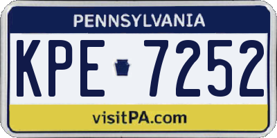 PA license plate KPE7252