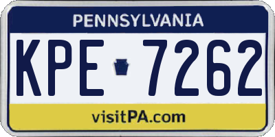 PA license plate KPE7262