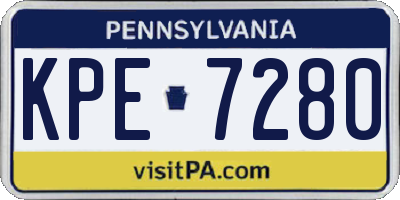 PA license plate KPE7280