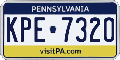 PA license plate KPE7320