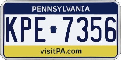 PA license plate KPE7356
