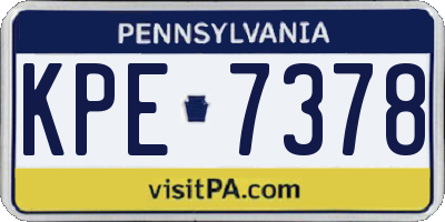 PA license plate KPE7378
