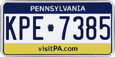 PA license plate KPE7385
