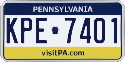 PA license plate KPE7401