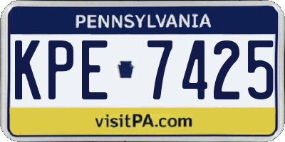 PA license plate KPE7425