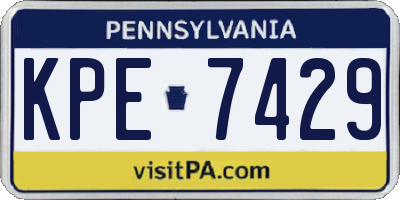 PA license plate KPE7429