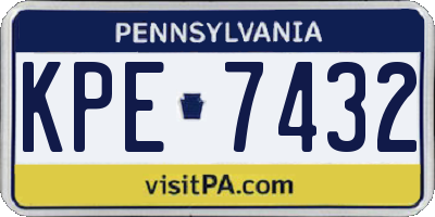 PA license plate KPE7432