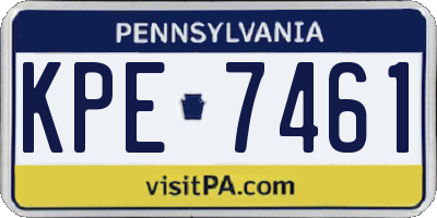 PA license plate KPE7461