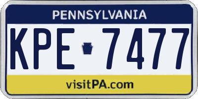 PA license plate KPE7477