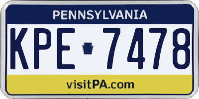 PA license plate KPE7478