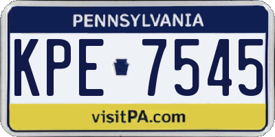 PA license plate KPE7545