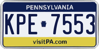 PA license plate KPE7553