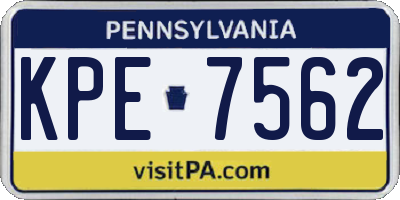 PA license plate KPE7562